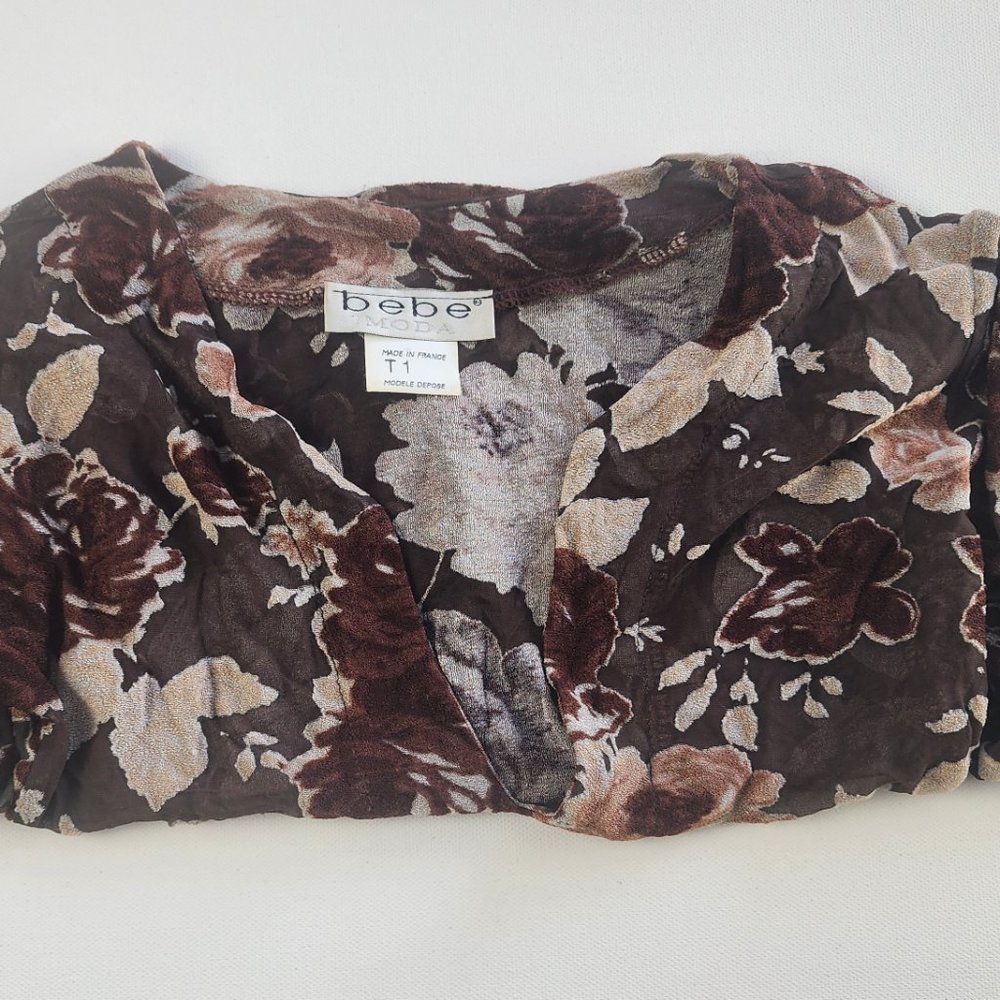 Bebe Moda Velvet and Sheer Vintage Top - Picture 6 of 7